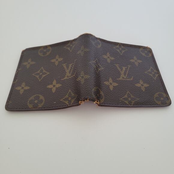 Vintage Louis Vuitton Unisex LV Brown Bi-Fold Leather Wallet Monogram Card 90s - Picture 10 of 12